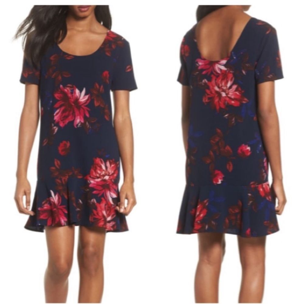 Charles Henry Women’s navy floral short sleeve shift dress size large NWT! 😍